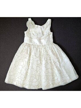 Janie and Jack NWT 6 Special Occasion Summer Gown Dress Ivory/Gold